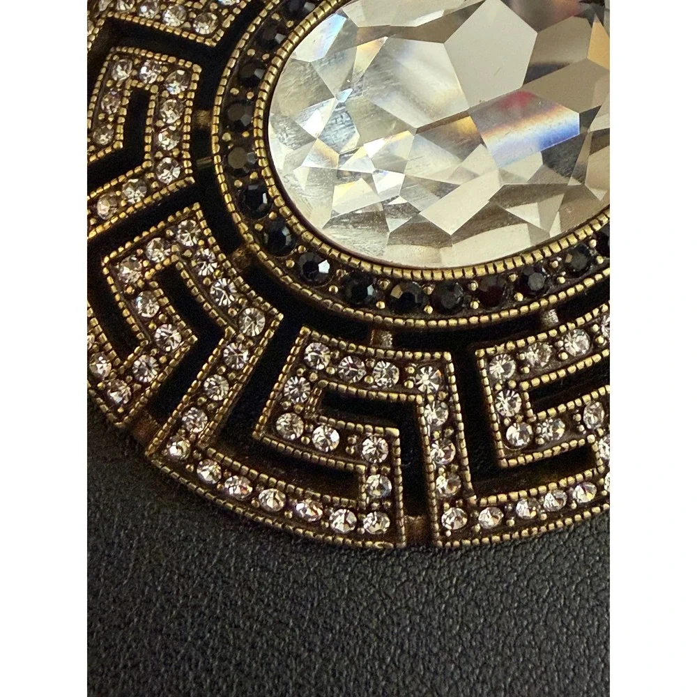 Heidi Daus Brooch Greek Key Rhinestone Pendant Enhancer